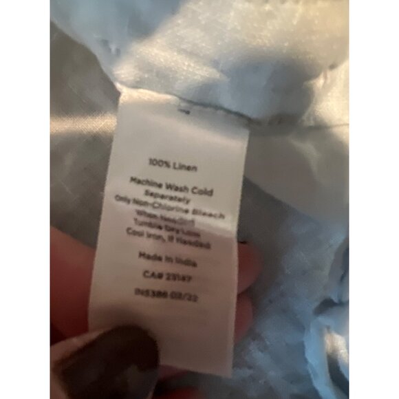 TALBOTS 100% Linen Blue White Ombre Long Sleeve Button Down Shirt XL - Picture 6 of 8